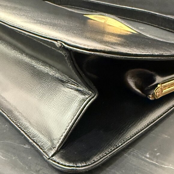 1950's Susan Gail Black Leather Handbag with gold tone hardware - Picture 4 of 16